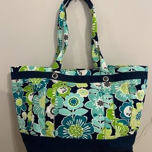 Thirty One 31 Beach Bound Floral Tote Bag Aqua/Blue/Green Large/XL EUC